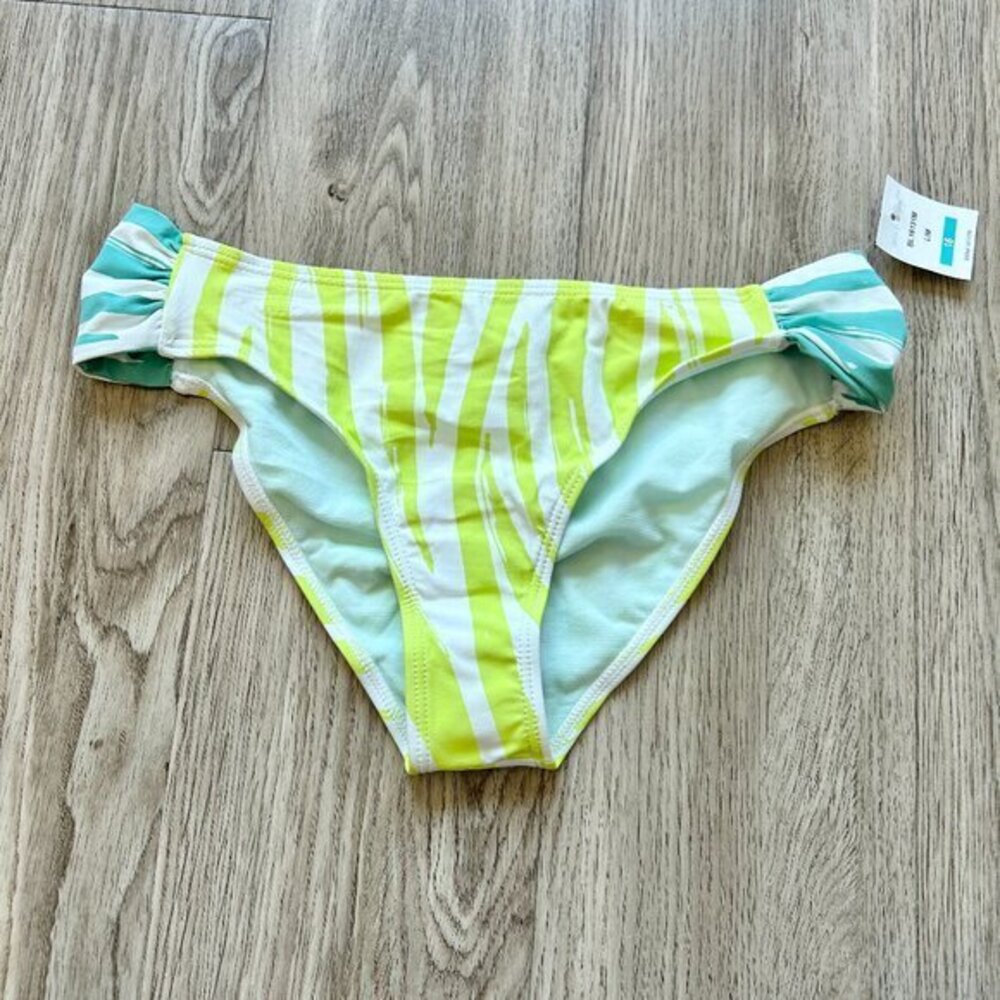 Beach Lingo Girl's Green Zebra Stripe Bikini Swim Bottom Size 16 NWT